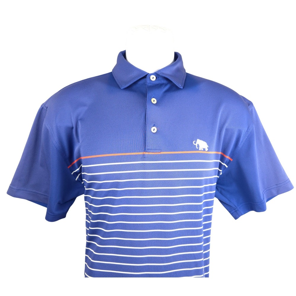 Peter Millar Mammoth Dunes Summer Comfort Blue Striped Polo Shirt Mens M